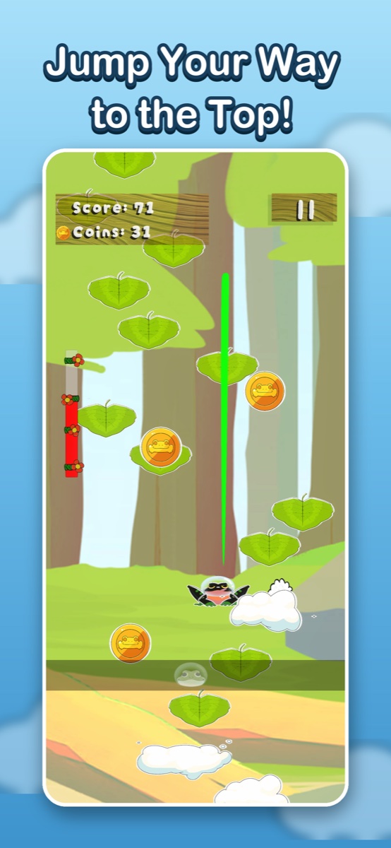 Spring Jump gameplay - jumping between leaves and collecting coins